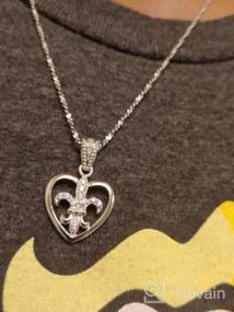 img 7 attached to 💎 925 Sterling Silver CZ Fleur De Lis Heart Pendant/Charm, Dainty 18mm, Ideal for Necklace or Bracelet