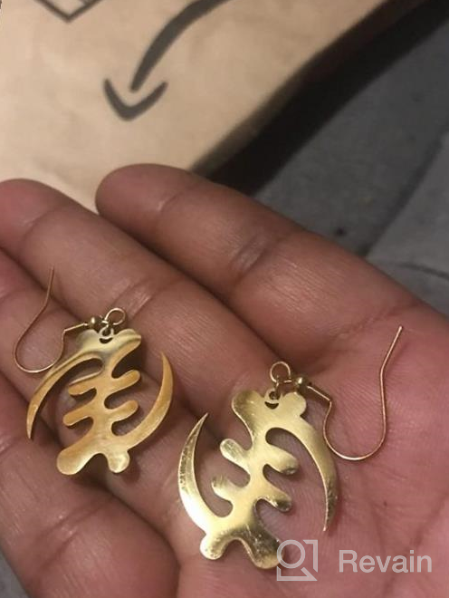 img 1 attached to 🌍 African Map Earrings: Exquisite Exaggerated African Symbol and Gold Color Stainless Steel Comb – Authentic Ethnic Jewelry review by Darrell Bridges