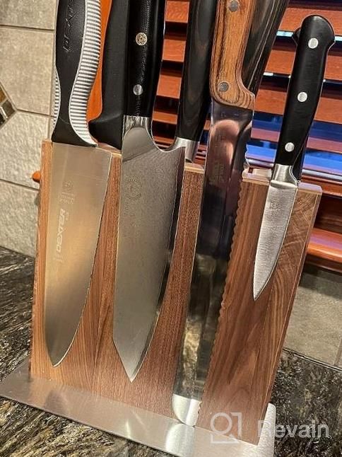 img 1 attached to Organize Your Kitchen Knives And Utensils With Navaris Wood Magnetic Knife Block - Double Sided Magnetic Holder In Walnut Wood review by Matt Charlton