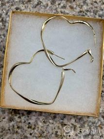 img 5 attached to 💖 Stunning Heart Hoop Earrings: Chunky Gold/White Gold Plated, Twisted Wave Design with CZ Pave for Women and Girls!