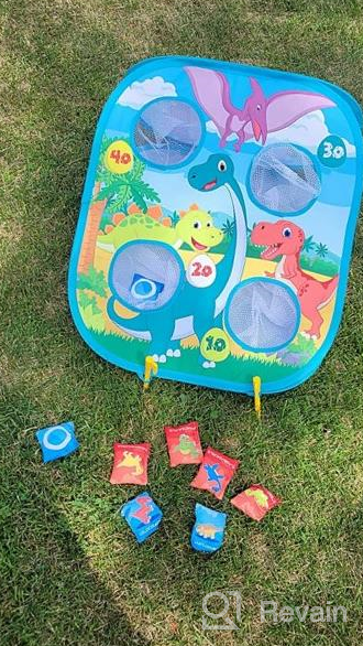 img 1 attached to 🎯 Chuchik 5-in-1 Portable Outdoor Bean Bag Toss Game for Kids - Dinosaur & Unicorn Theme Party Games, Kids Cornhole Game Set - Toys for Girls & Boys Ages 2-7 - Ideal Birthday Gift review by Terry Myers