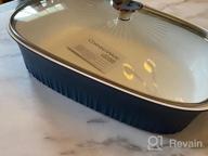 img 1 attached to CorningWare, Non-Stick 4 Quart QuickHeat Braiser With Lid, Lightweight, Ceramic Non-Stick Interior Coating For Even Heat Cooking, Perfect For Baking, Frying, Searing And More, French Navy review by Candice Lopez