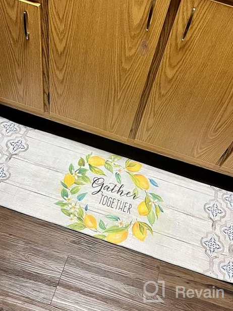 img 1 attached to Farmhouse Rustic Wood Anti-Fatigue Kitchen Mat - Stain Resistant, Easy To Clean Cushioned Kitchen Runner Rug, 1/2 Inch Thick, 20" X 36 review by Ashwin Worlds