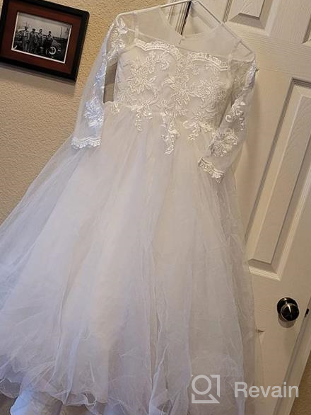 img 1 attached to Abaowedding Kids Trailing Gowns with Lace Embroidery and Sheer Long Sleeves review by Matthew Gonzales