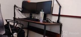 img 7 attached to Промышленный компьютерный стол 55 дюймов с книжной полкой - письменный стол NSdirect для домашнего офиса для экономии места, современный простой стол для ноутбука (рустикальный коричневый)