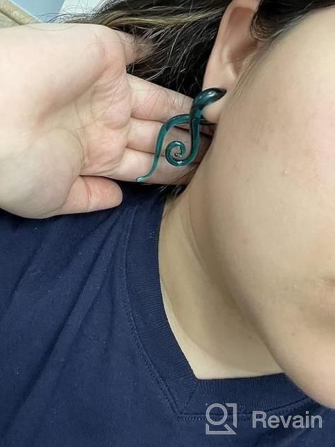 img 1 attached to Teal Teardrop Spiral Glass Ear Taper And Plug Set - Sizes 4G-16Mm - Piercing Jewelry By BodyJ4You review by Reshelle Smeenge