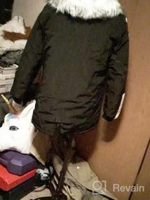 img 4 attached to Мужская зимняя теплая куртка-парка с искусственной кожей, стеганая с добавлением синтетического пуха, с меховым капюшоном.