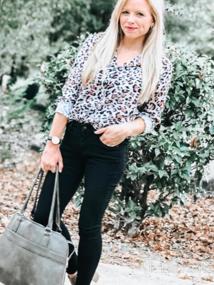 img 7 attached to Stylish Women'S Leopard Print Tunic Shirt With Long Sleeves And Button Down Neckline