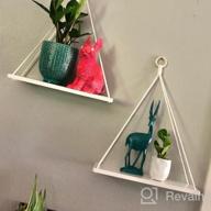 img 1 attached to 3 Tier White Wood Floating Shelves With Rope - Rustic Home Decor For Kitchen, Bathroom & Bedroom review by Andrew Roll