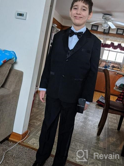 img 1 attached to Black Dresswear Boys Tuxedo: Size Guide for Boys' Clothing Suits & Sport Coats review by Matthew Fleming