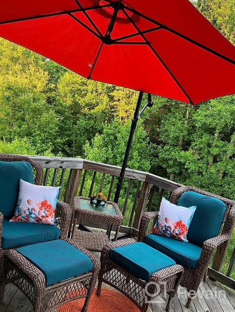 img 1 attached to FRUITEAM 10Ft Offset Patio Cantilever Umbrella With Crank & Cross Bar, Outdoor Market Umbrella Waterproof UV Protection UPF50+ For Garden/Pool/Backyard review by Dylan Hohd