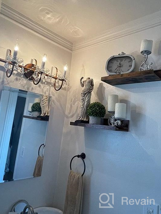 img 1 attached to Upsimples Wall Mounted Floating Shelves Set Of 5 - White Wooden Shelving For Home Decor And Storage In Bedroom, Living Room, Bathroom, And Kitchen - Small Picture Ledge Farmhouse Style Shelves review by Andrew Mack