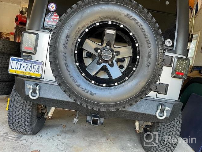img 1 attached to Enhance Your Jeep Wrangler JK with LEDKINGDOMUS Front Bumper - Rock Crawler Style, Built-in LED Lights, Winch Plate, D-Rings: Compatible with 07-18 Models review by Smokeythecryptkeeper Collars