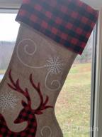img 1 attached to 🎅 Classically Festive: HAUMENLY Red and Black Plaid Christmas Stocking with Merry Embroidery and Pompons review by Troy Meza