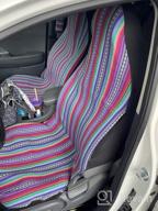 img 1 attached to Multi-Color Baja Stripe Woven Car Seat Covers With 4-Piece Universal Fit And Seat Belt Pad - Ideal For Car, SUV, And Truck Protection By Copap review by Joe Medlin
