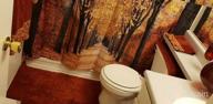 img 1 attached to Fall Pathway Shower Curtain With Dried Deciduous Tree Leaves, Romantic Cloth Fabric Bathroom Decor Set - 69" W X 70" L - Orange Brown - By Ambesonne review by Doug Olson