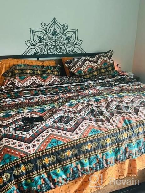 img 1 attached to Experience Chic Comfort With Flysheep'S Boho Bedding Set - 7 Pieces Queen Size Fit, Tribal Striped Prints, And Reversible Comforter review by William Turner