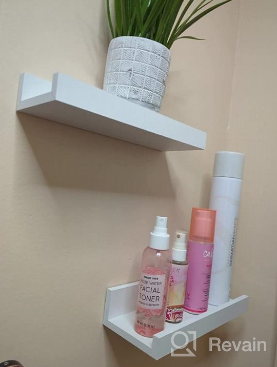 img 1 attached to Upsimples Wall Mounted Floating Shelves Set Of 5 - White Wooden Shelving For Home Decor And Storage In Bedroom, Living Room, Bathroom, And Kitchen - Small Picture Ledge Farmhouse Style Shelves review by Phil Show