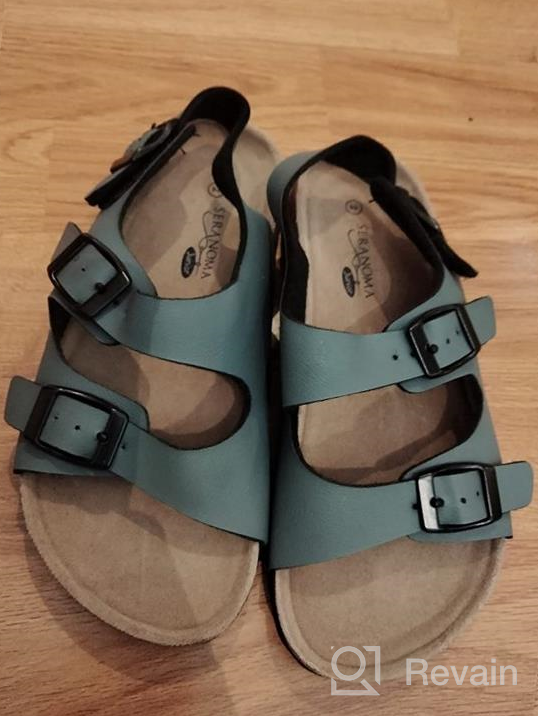 img 1 attached to Comfortable Slip-On Cork Footbed Sandals for Kids - Adjustable Buckles and Slip-Resistant Platform for Boys - Ideal for Indoor and Outdoor Use at Beach, Home and Summer Fun by Seranoma JR Madagascar review by Don Olsen