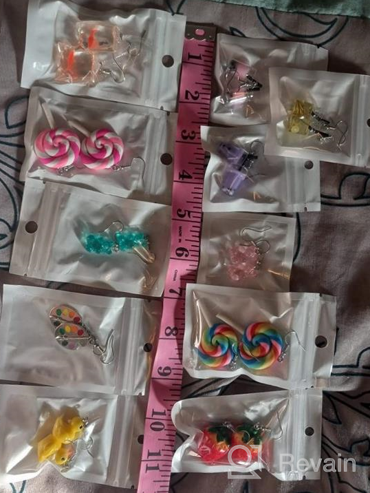 img 1 attached to 🌟 Cute and Quirky Dangle Drop Earrings for Women and Girls - Assorted 12 Pairs review by Jeremy Adams