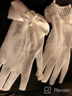 img 1 attached to 🌸 Chuangdi Flower Girl Gloves: Short Princess Gloves with Bow Tie and Faux Pearl Embellishments, Ideal for Wedding Party, First Communion (Lace Type, White) review by Micky Lovett