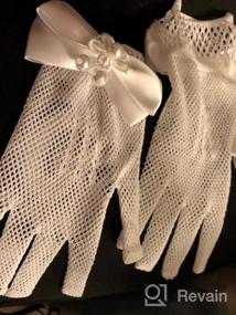 img 5 attached to 🌸 Chuangdi Flower Girl Gloves: Short Princess Gloves with Bow Tie and Faux Pearl Embellishments, Ideal for Wedding Party, First Communion (Lace Type, White)