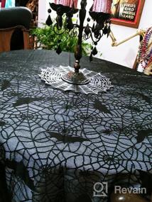 img 8 attached to Round 70" Black Lace Tablecloth Overlay With Spider Web And Mat For Halloween, Easter, Fireplace Mantle Decor