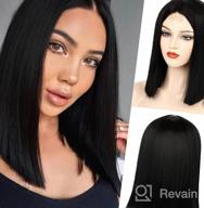 img 1 attached to 16Inch MORICA Black Wig: Short Hair Straight Bob Synthetic Natural Heat Resistant For Party Daily Wear review by Craig Kumar