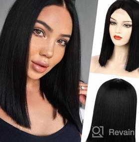 img 6 attached to 16Inch MORICA Black Wig: Short Hair Straight Bob Synthetic Natural Heat Resistant For Party Daily Wear