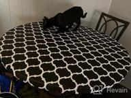 img 1 attached to Smiry Round Fitted Vinyl Table Cloth Cover Elastic Edged Flannel Backed, Waterproof Wipeable Moroccan Trellis Vinyl Tablecloth For 45"-56" Round Tables, Black review by Kat Hernandez