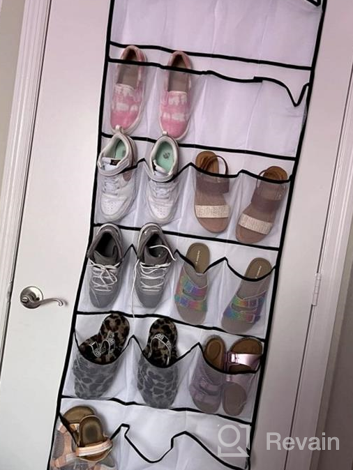 img 1 attached to YOUDENOVA Over The Door Hanging Shoe Organizer - 22 Extra Large Fabric Pockets For Sneakers, High Heels, Slippers Behind Closet Door With 4 Metal Hooks | Shoe Storage Racks & Holders review by Kevin Compton