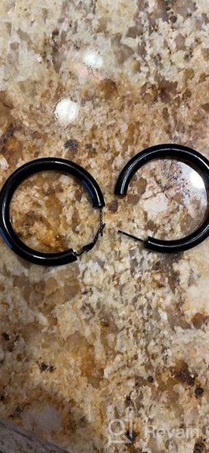 img 1 attached to 👑 Stylish Bestyle Chunky Hoop Earrings for Women in Gold/Black - Surgical Steel Open Hoops 30/40/60/80 mm: Perfect Women's Jewelry Gifts for Vacation, Holiday, or Party review by Amber Chandler