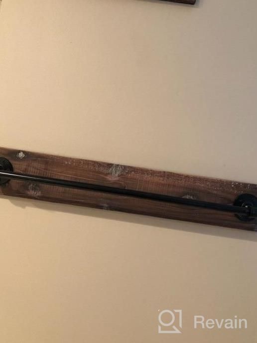 img 1 attached to Rustic Industrial Bathroom Towel Bar With Metal Pipe And Solid Wood Wall Mount - Hanging Towel Rack For Modern Decor And Industrial Fixtures review by Jessica Frederick