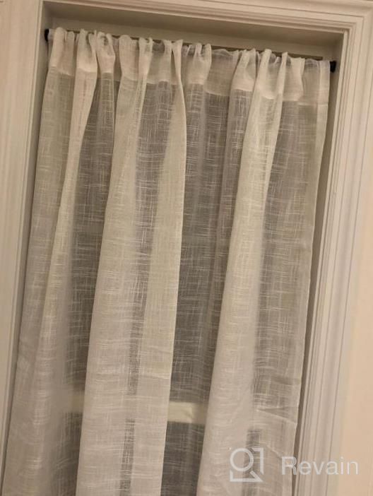 img 1 attached to Dress Up Your Living Space With DWCN'S White Faux Linen Sheer Curtains - Set Of 2 Curtains Perfect For Bedroom Or Living Room, 52 X 63 Inch Length review by Tiffany Young