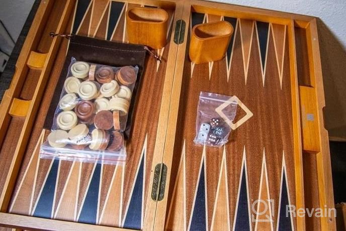 img 1 attached to Woodronic 15" Wooden Backgammon Set - The Perfect Strategy Game For Kids And Adults review by Delos Montano