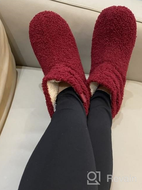 img 1 attached to 👢 LongBay Women's Cozy Fur Bootie Slippers with Curly Fleece Lining, Plush Memory Foam, and Comfy House Shoes review by Marc Cahoon