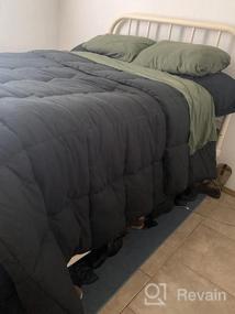 img 5 attached to Ultimate Luxury And Comfort: COHOME Queen Down Alternative Comforter In Reversible Dark Grey - Machine Washable And All-Season Quilted Duvet Insert With Corner Tabs