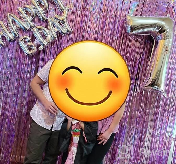img 1 attached to 🎉 Foil Fringe Curtains Party Decorations - Melsan 3 Pack 3.2 x 8.2 ft Tinsel Curtain Party Photo Backdrop - Ideal for Birthday Party, Baby Shower, or Graduation Decorations in Eye-Catching Pinkish Purple Hue review by Daniel Postle
