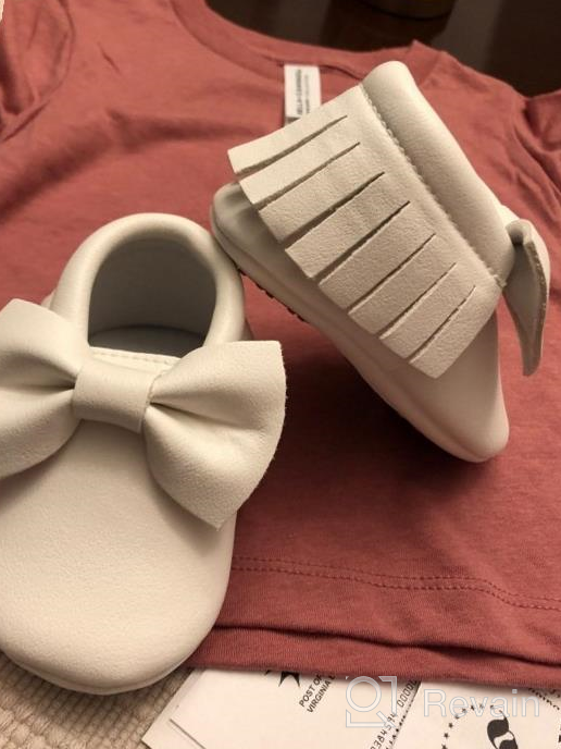 img 1 attached to Adorable Flower-Printed Baby Moccasins With Rubber And Soft Sole - Tasseled Bow Ballet Dress Shoes For Toddler Girls In High-Quality PU Leather review by Jason Bollinger