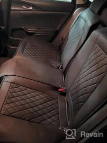 img 5 attached to Защитите свои автомобильные сиденья стильно с водонепроницаемыми кожаными чехлами для автомобильных сидений GIANT PANDA 5 - черный + красный, полный комплект, универсальный