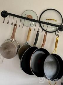 img 5 attached to Black Wall Mounted Pot Rack With 16 Hooks And Detachable Organizer For Pans, Lids, And Utensils - Toplife 39.4 Inches