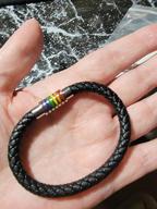 img 1 attached to Nanafast Rainbow LGBT Pride Handmade Braided Bracelet - Titanium Stainless Steel Magnet, PU Leather Weave Plaited Jewelry review by Nick Mahoney
