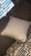 img 1 attached to Navy Blue 18X18 Inch Outdoor Pillow Cover With Burlap Linen Trim And Tailored Edges - Phantoscope Farmhouse Decorative Throw Pillow. review by Cameron Kennedy