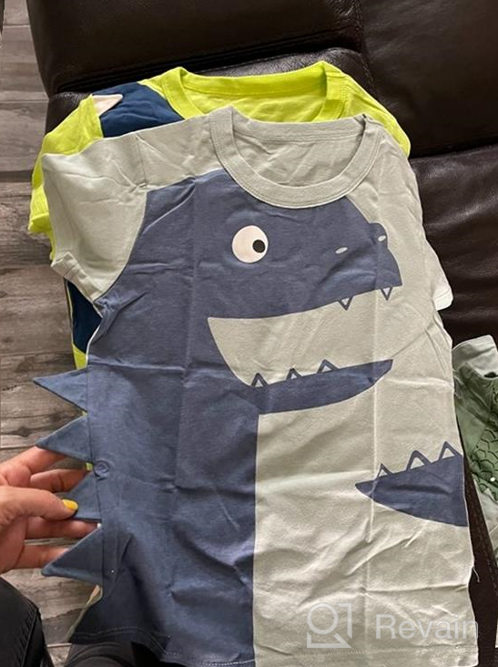 img 1 attached to JUNOAI Boys' Dinosaur Crewneck 🦕 T-Shirts - Top Quality Clothing for Toddlers review by Matt Norwood