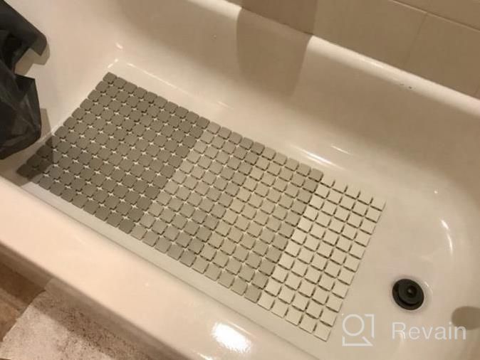 img 1 attached to Secure Your Shower With Extra Long Non-Slip Bath Mat - 34 X 15.4 Inch - Gradient Gray review by Antonio Cameron