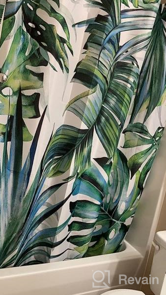 img 1 attached to LIVILAN Tropical Shower Curtain, Green Shower Curtain, Plant Shower Curtain, Leaf Shower Curtain, Botanical Shower Curtain Set With 12 Hooks, 72X84 Inches, Jungle Bathroom Decor review by Mike Woolford