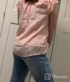 img 6 attached to Stylish Summer Ruffle Shirts For Women: AlvaQ Casual Chiffon Blouse With Short Sleeves And V-Neckline