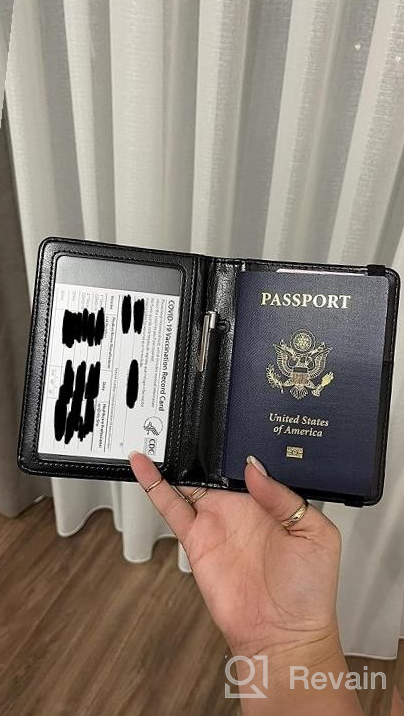 img 1 attached to RFID Blocking Passport & Vaccine Card Holder Combo - ACdream Leather Travel Documents Organizer Protector For Women & Men, Red Glitter review by Jayson Sharma