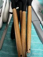 img 1 attached to 🥄 Deedro 7 Piece Silicone Kitchen Utensils Set with Acacia Wooden Handle - High Heat Resistant Cooking Tools, Khaki review by Johnathan Hegie