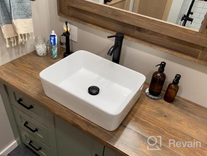 img 1 attached to KES Rectangle Porcelain Ceramic Vessel Sink 16"X12" White Bathroom Above Counter Small Bowl BVS110S40 review by Cody Cobbs